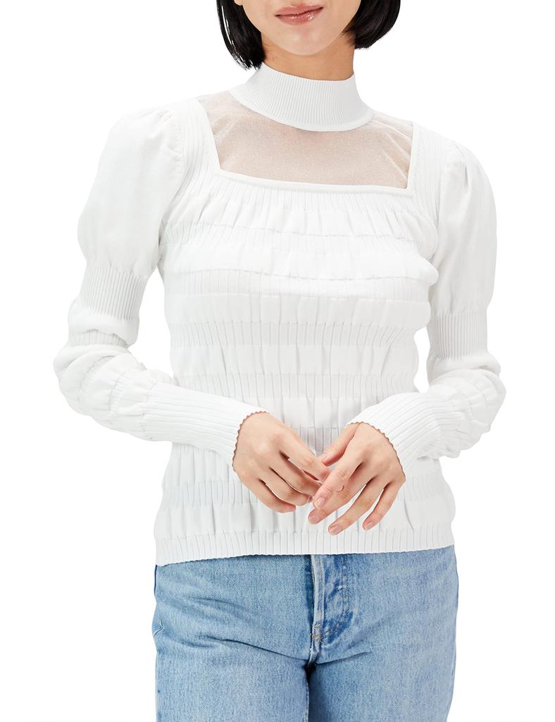 FRAY Decollete Sheer Knit Pullover FWNT224037 White F I.D. Women's