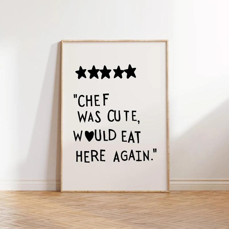 Decorazione Cucina Estetica Carina Arte Culinaria Poster su Tela Cucina Stampa Artistica da Parete Minimalista Stampa Cuore Arte dello Chef Nero Senza Cornice