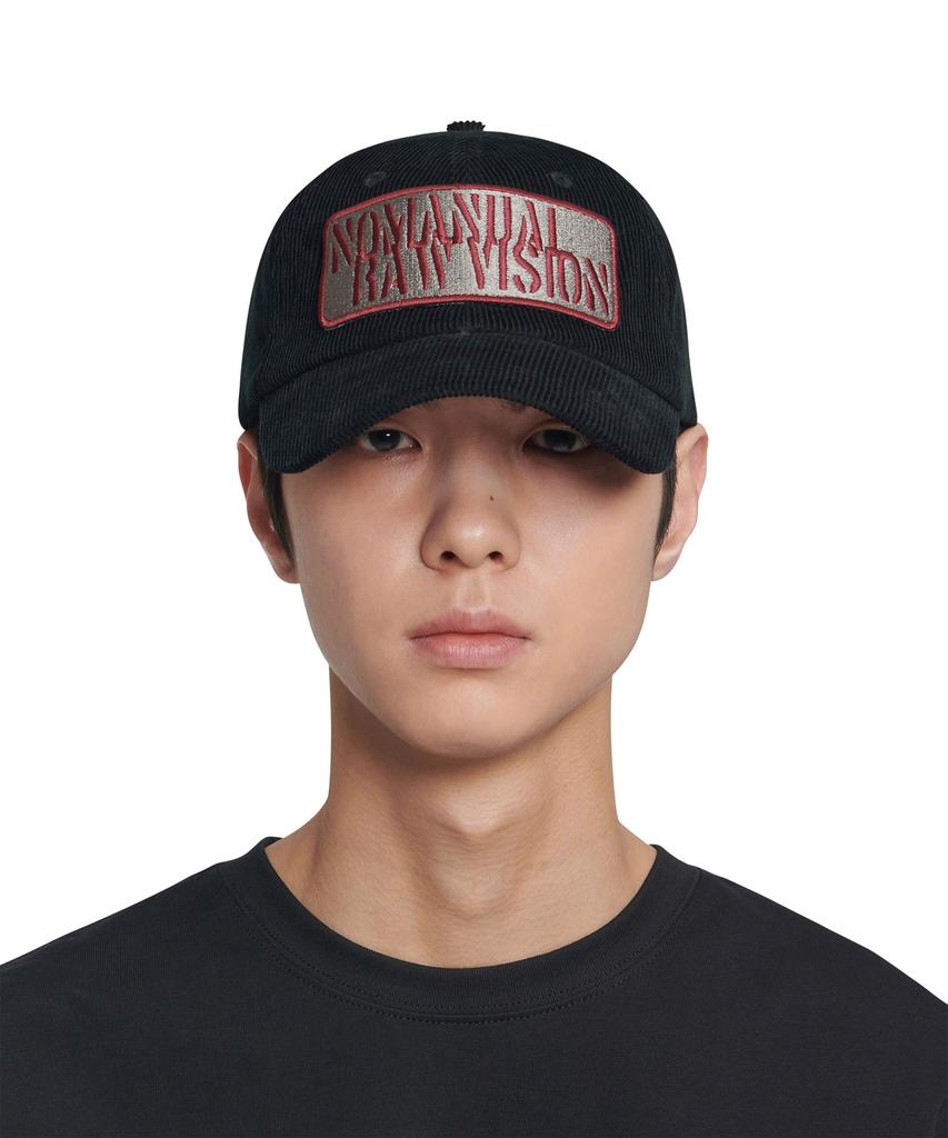 Nomaenyueol Sign Patched Corduroy Ball Cap - Black