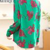 MODIQUE Frühling Sommer Übergröße Damen Casual Loose Elegant Süß Baumwolle Blumendruck Bluse Shirts Lady Fashion Übergröße Langarm Mäntel