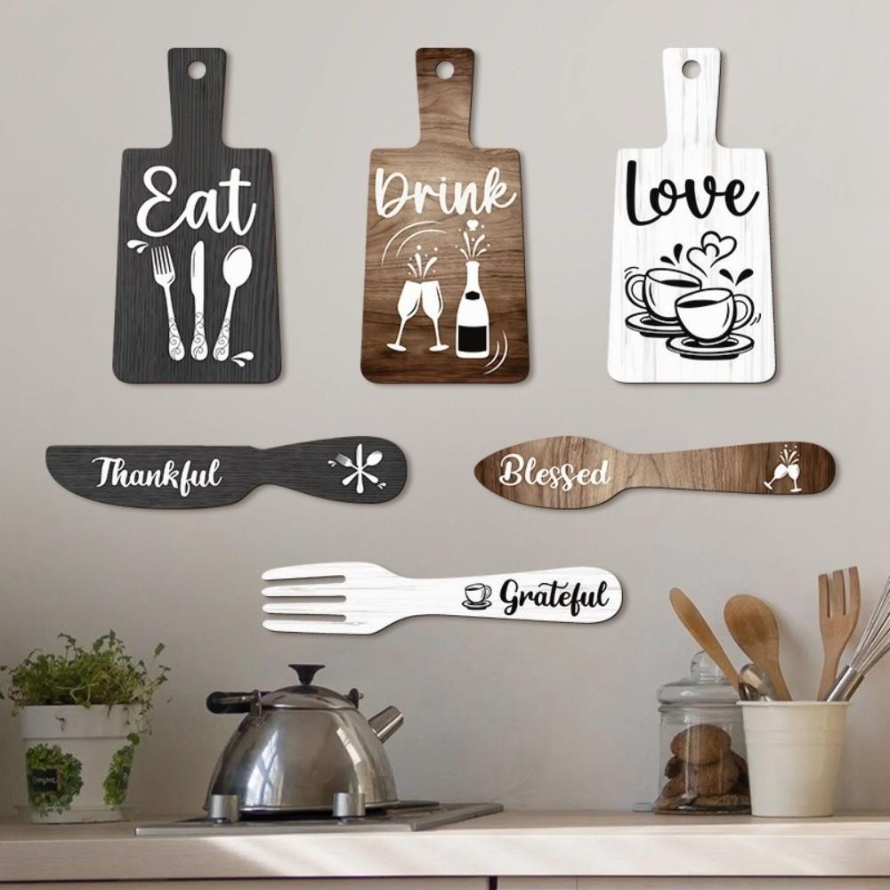 6 Pcs Mini Wood Plaque Kitchen Wall Decor Set Wall Ornaments Kitchen Wall Sign Farmhouse Decor
