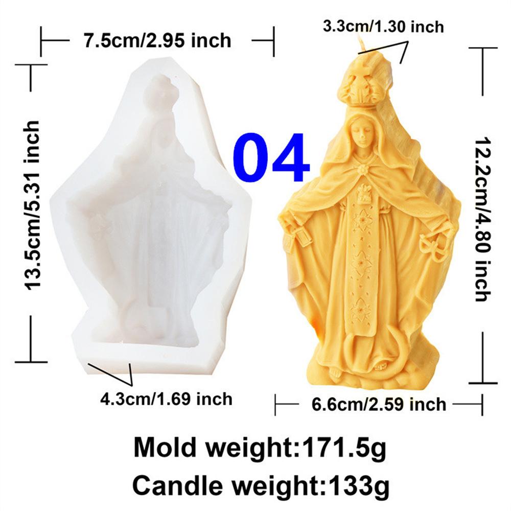 Mini Crucifix Jesus Virgin Angel Candle Silicone Mold DIY Saints Statue Candle Resin Plaster Craft Mold Church Home Decoration