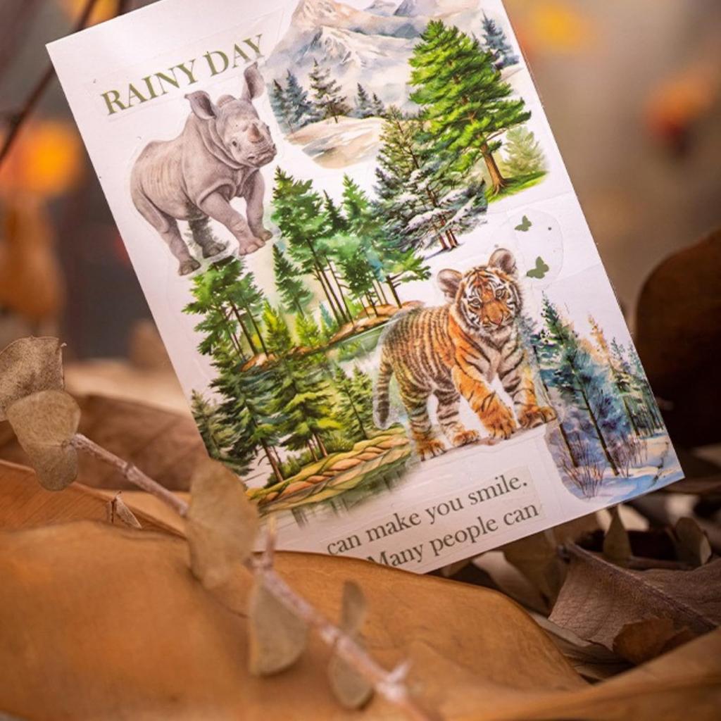 Kigofora Stromová koláž 4 Sezónní Vločkový Les 60 mm Široký x 2 m Průsvitný PET DIY Plánovač Promoce Narozeniny Ozdobit Nové Vodní Scenérie Samolepky,