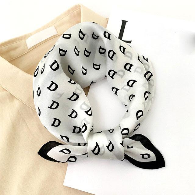 100% Pure Silk Scarf Women Neck Hair Band Foulard Square Small Headband  Fashion Print Neckerchief Scarves Bandana 53*53cm