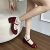Fashion Butterfly-knot Women Mary Jane Shoes Elegant Patent Leather Wedding Party Thick Heel Ladies Footwear