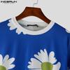 INCERUN Men Spring O Neck Long Sleeve Patchwork Floral Print Pullovers Thin Sweatshirts