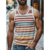Retro Gestreept Grafisch Tanktops Voor Mannen Zomer Casual Dagelijkse Kleding Eenvoudige Mode 3D Geprint Vest Los Ademend Ronde Hals Tops