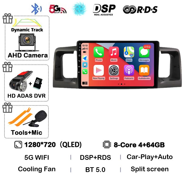 Android 14 Carplay Auto WIFI 4G Car Radio For Toyota Corolla E120 E 120 BYD F3 2007 2008 2009 2010 2011 Stereo Multimedia Player