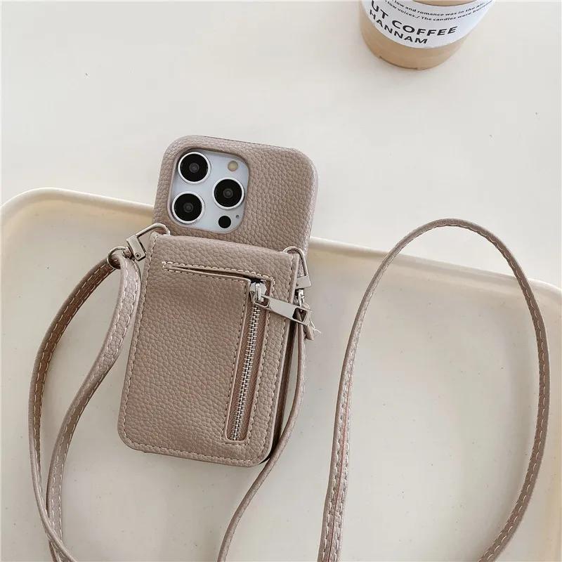 Crossbody Lanyard Phone Case for IPhone 13 12 Mini 15 14 11 Pro Max XS XR 8 7 Plus Wallet with Card Holder Leather Cover