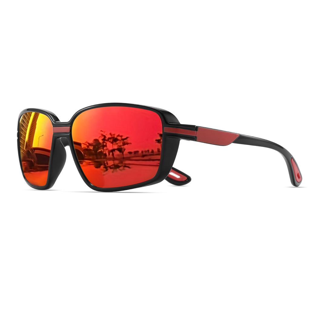Classic Square Retro Polarized Sports Sunglasses - Oversized Wraparound Frame, UV400 for Fishing, Running, Hiking & Travel