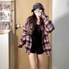 Women's Retro Plaid Long Sleeve Shirt Jacket - Autumn 2025 Collection