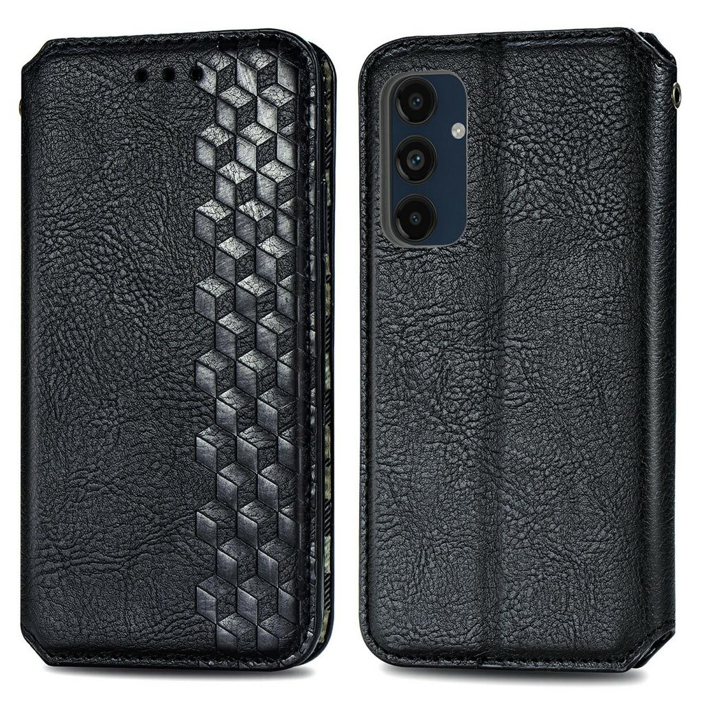 For Samsung Galaxy S24 FE PU Leather Case Rhombus Imprint Wallet Stand Phone Cover
