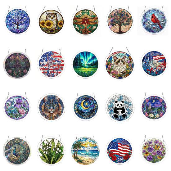 Acrylic Puzzle Suncatcher Decoration, Stained Glass Door Window Hanging Ornament, DIY Puzzle Crafts Pendant for Adults, Puzzle Enthusiasts