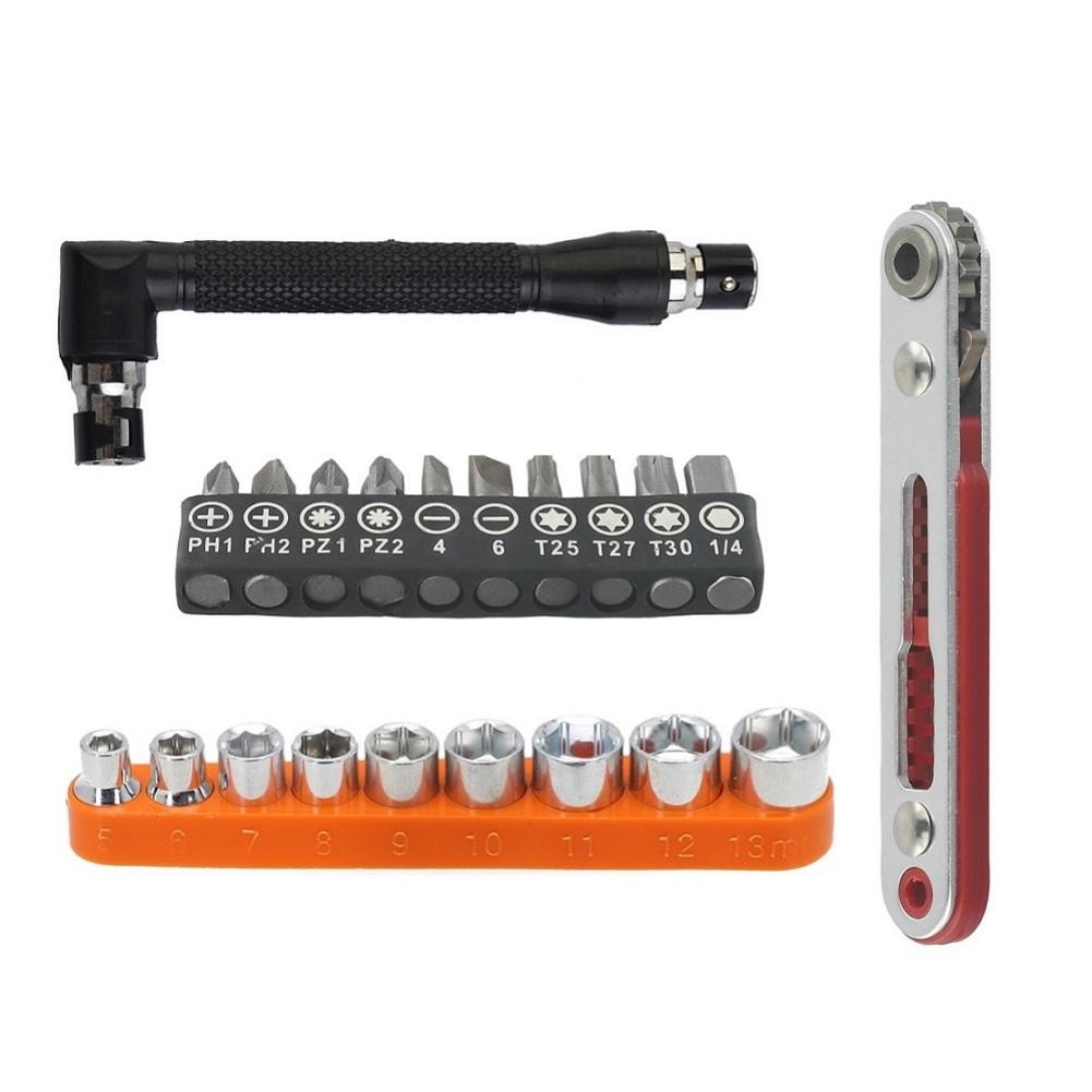 Ratchet Screwdriver Set 21pcs with Narrow Space Bits and Sleeve for Tight Space Repairs and Mechanical Assembly Use