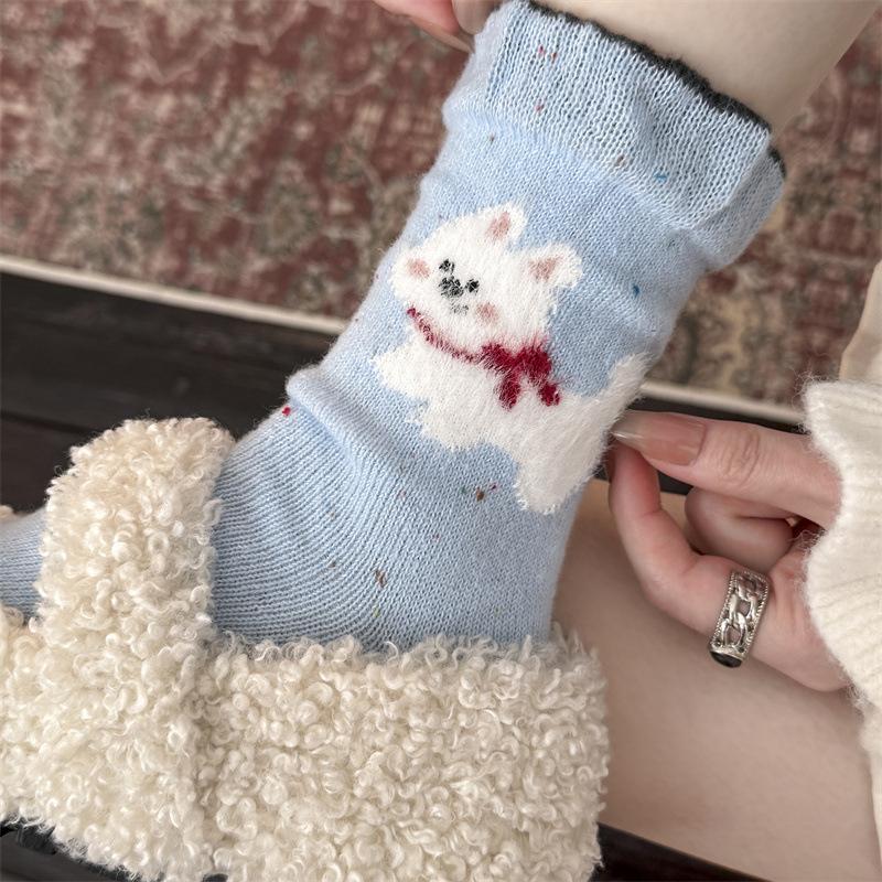 Wool Cartoon Medium Tube Socks Idea Yarn Cartoon Butterfly Socks Thickened Thermal Stacking Socks