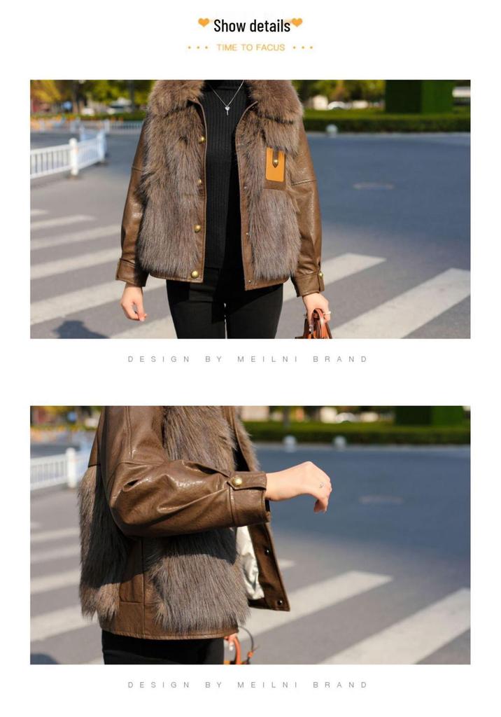 Women's Leather Jacket with Fleece & Cotton