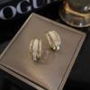 New Fashion Trend Unique Design Elegant Delicate Double Hoop Shell Earrings Ladies High Zircon Banquet Party Gift Wholesale