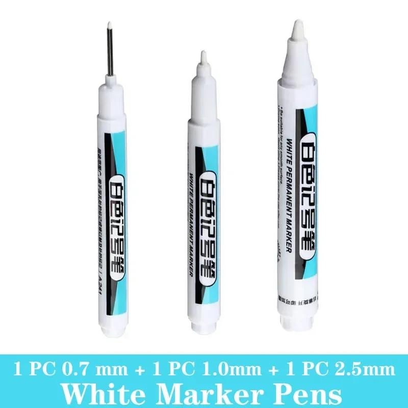 1/3/5 PCS White Paint Markers Pens Oily Waterproof Plastic Large Capacity White Marker School Supplies Stationery 0.7/1.0/2.5mm