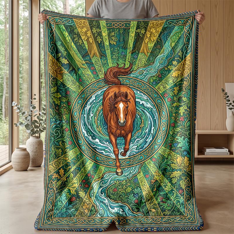 Elegant Horse In Water Theme Blanket Lightweight Warm Flannel Blanket Decorative Throw Blanket for Home Decoration