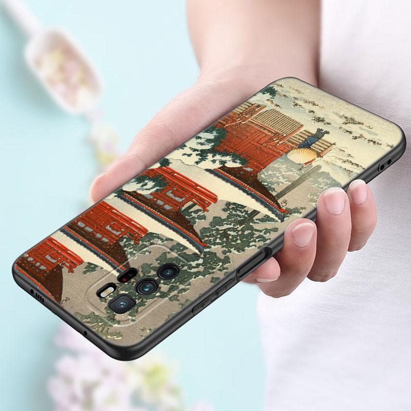 Ukiyo-e Japanese Style Art Phone Case For Xiaomi Redmi Note 7 8 9 10 Lite 11 11E 11T 12 Pro 11S 4G 10T 5G 8T 9S 10S Black Cover