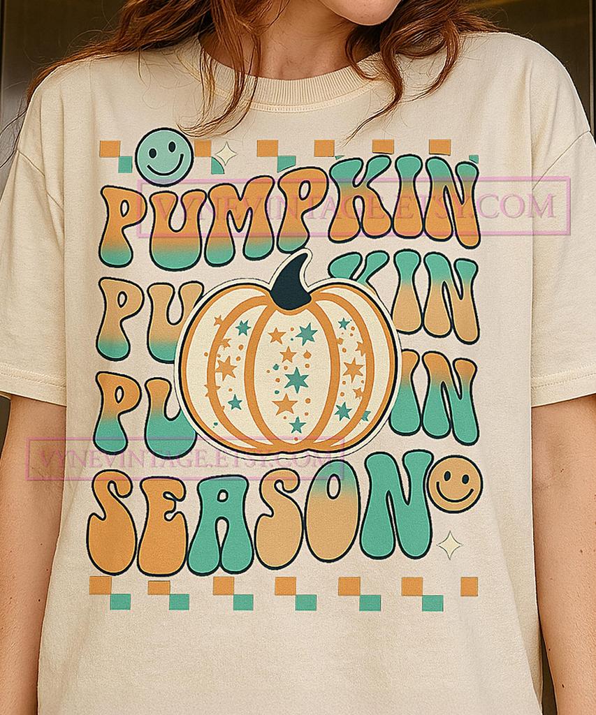 Pumpkin Season T-Shirt, Halloween Graphic Tee, Spooky Season Fall Shirt, Autumn Lover Gift, Retro Fall Tee