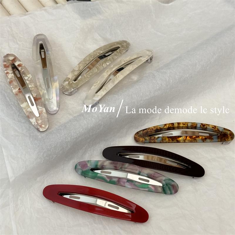 Korean Elegant Acetate Oval Snap Hair Clip