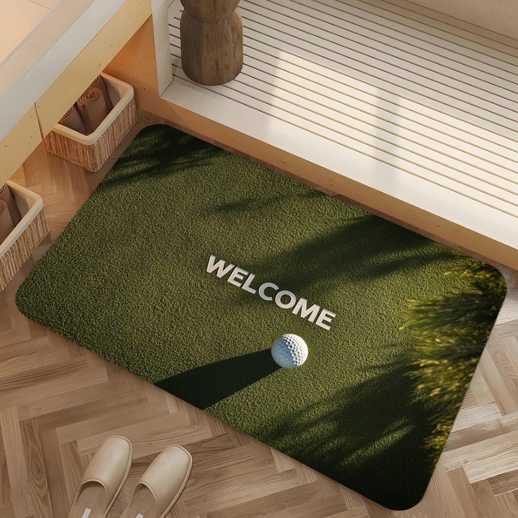 1pz Zerbino di Benvenuto a Tema Golf Antiscivolo Asciugatura Rapida Tappeto in Microfibra per Bagno Cucina Ingresso Soggiorno