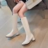 Women's High-heeled Boots Autumn and Winter Temperament Versatile Thick Heel Solid Color Large Size Medium Boots