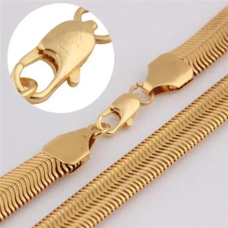 1 Pcs Simple Fashion Trend Metal Necklace Neck Chain Hip Hop Clavicle Flat Snake Bone Chain Mens Jewelry Accessories Gift NEW