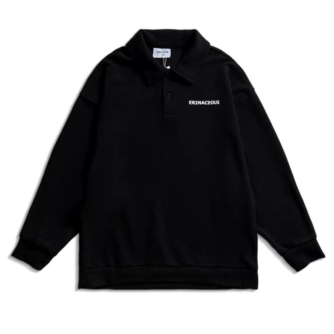 

Мужское весенне-осеннее свободное повседневное худи с воротником XS чёрный