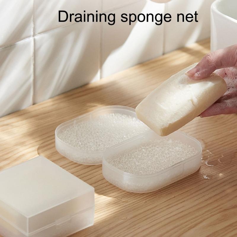 1set/3pc Soap Dish Soap Holders With Sponges Insert, NonSlip Travel Soap Case For Camping Gym Bathroom Storage Box