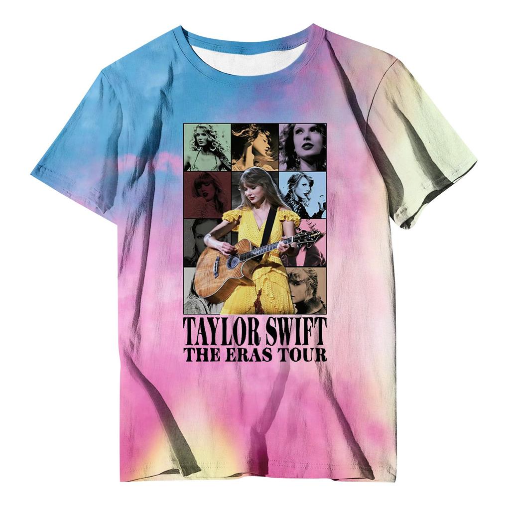 Men's And Women's Casual Loose Printed T-shirt With Round Neck Pullover Short Sleeved Top