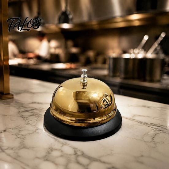 Desktop Reception Bell Stainless Steel Service Bell, Kitchen Call with Non Slip Base Restaurant Order for Restaurant, Loud Durable Metal Ding