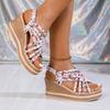 Wedge heel slippers women's new large size 45 hemp rope bottom thick bottom one-word women's slippers