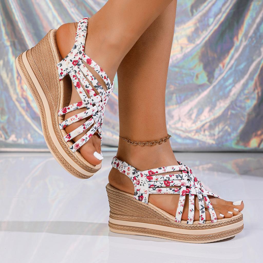 Wedge heel slippers women's new large size 45 hemp rope bottom thick bottom one-word women's slippers