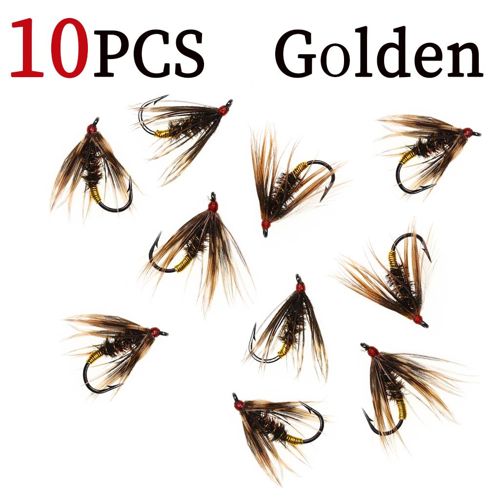6PCS 12# Peacock Soft Hackle Copper Wire Wet Fly Nymph Rib Artificial Insect Baits Trout Bass Grayling Fishing Lures