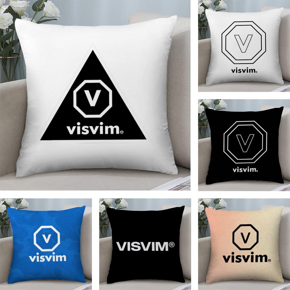 Brand Design V-Visvim Cushion Cover Soft Plush Fabric Double-Sided Printed Sofa Cushion Cover for All Seasons Home Decor Gift