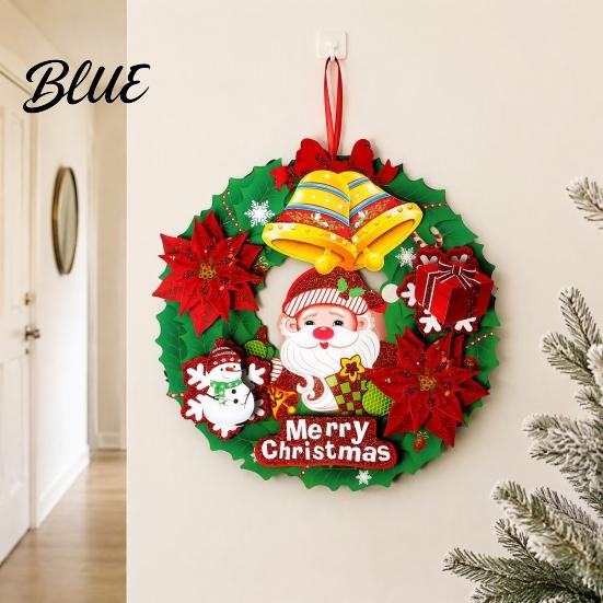 Seasonal Home Decor Christmas 3D Wreath Pendant with Hanging Rope Cartoon Garland Ornaments Snowman Door Ornaments Lightweight Paper for Holiday