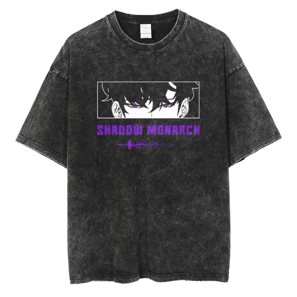 

Hot Anime Solo Leveling Sung Jin Woo Graphic T Shirt Men Manga Vintage Tshirts Casual Cotton T-shirt Harajuku Male Tops 4XL