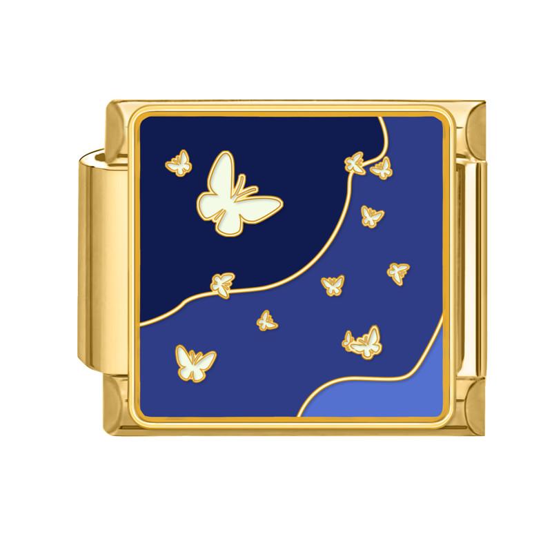 Y2K Gold Color Bear Cat Blue Sky Rose Flowers Moon Italian Charm Link Fit 9MM Stainless Steel Bracelet Women DIY Making Gifts