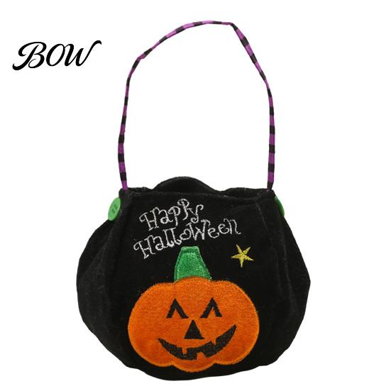 Halloween Gift Bag for Kids Trick or Treat Bucket, 9.8x5.9 Inch Pumpkin Witch Black Cat Plush Large Capacity Candy Holder Tote Bag, Soft Basket