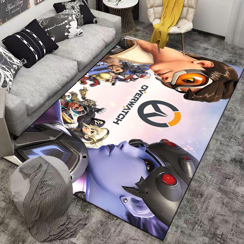 Overwatch Faction Printed Flannel Carpet Non-Slip Suitable for Bedroom, Living Room, Children's Room Decoration