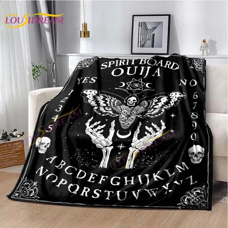 Magic Ouija Board Alphabet Blanket Witchcraft Pentagon Blanket for Bedroom Living Room Sofa Gothic Ouija Hand Flannel Blanket