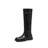 Retro braune runde Zehenpartie aber Knie Ritterstiefel Damen Herbst und Winter neu 2025 Mode Leder dicker Absatz hohe Stiefel