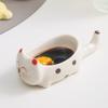 Cute Pet Cartoon Ceramic Dipping Dish Hot Pot Hand Pinch Single Handle Flavoring Dish Cute Household Seasoning Soy Sauce Vinegar Small Dish