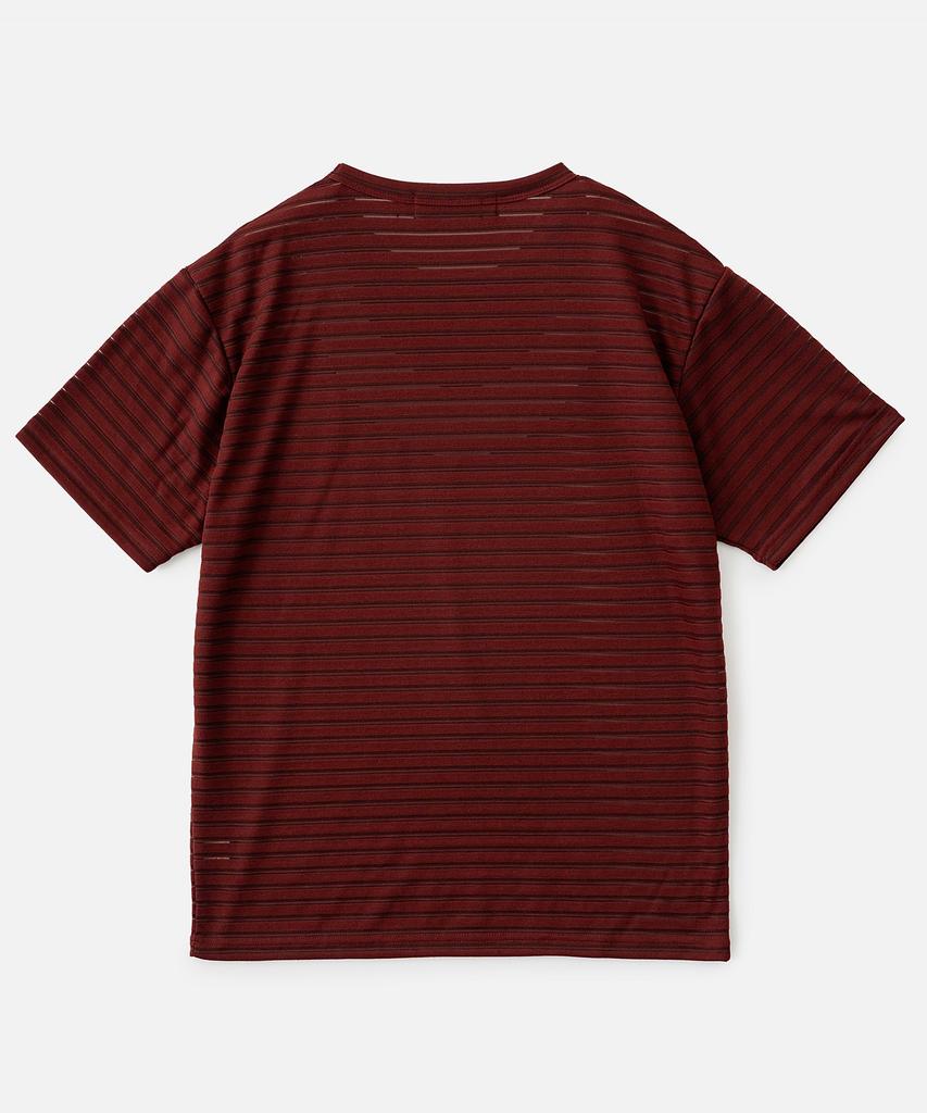 VASTIC See-Through Striped T-Shirt_Wine