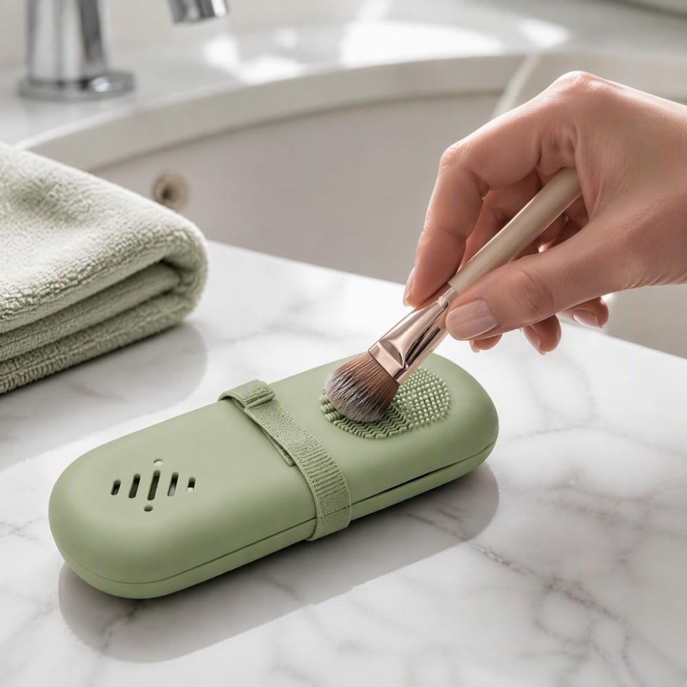 Ventilated Hole Silicone Makeup Brush Bag Dust-proof Cosmetic Brush Storage Pouch  Women
