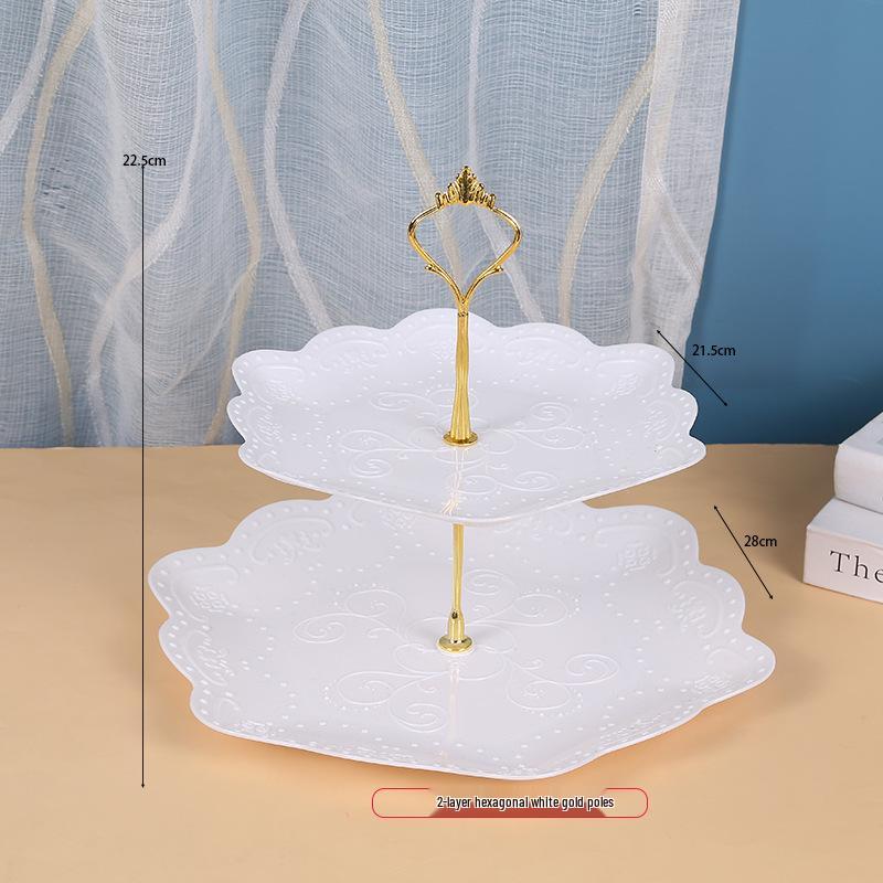 Trzypoziomowy europejski stojak na ciasto do popołudniowej herbaty - Kreatywna wielowarstwowa plastikowa taca na desery i talerz na owoce