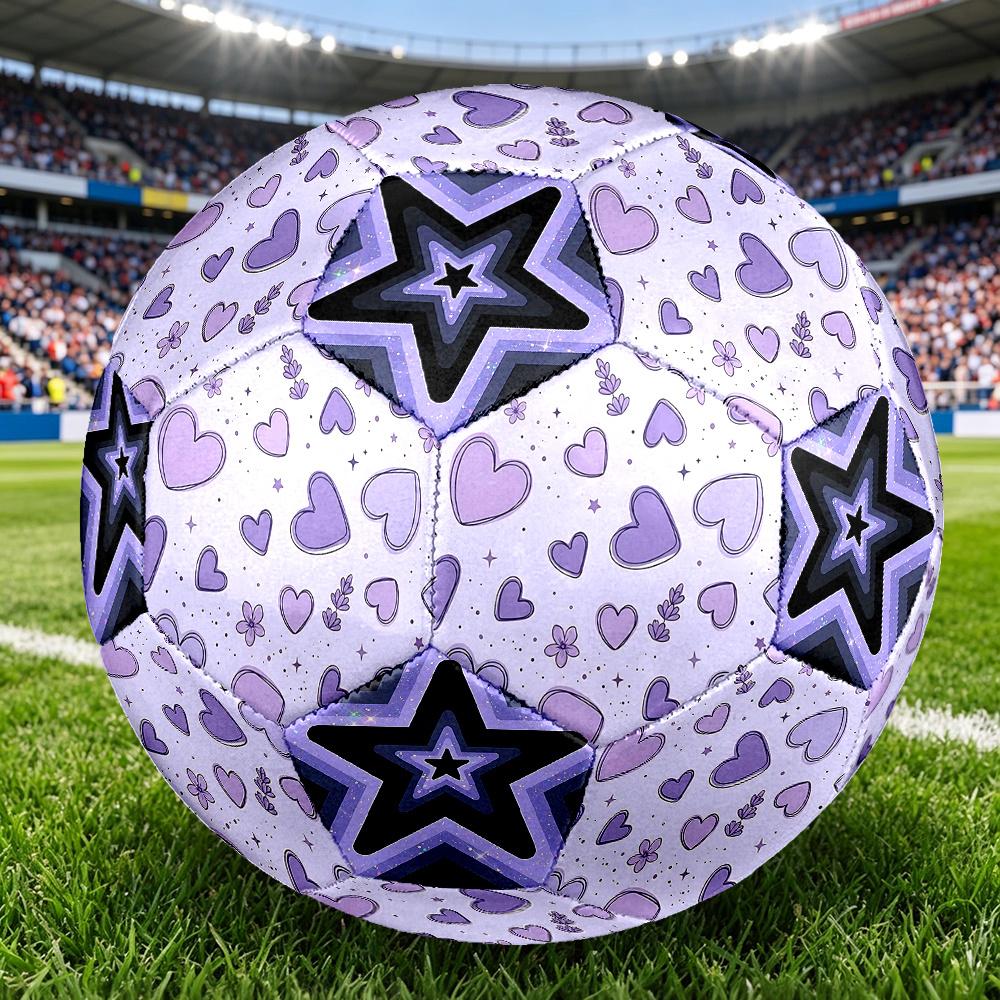 1PC Purple Heart Starry Kaleidoscope Soccer Ball Size 5 Football Machine Sewn Indoor/Outdoor Universal Football A91