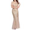 Evening dress   new banquet host European and American slim mesh sequin evening dress fishtail dress women